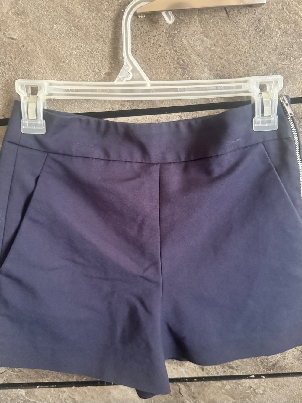 Zara Navy High-Waist Tailored Shorts